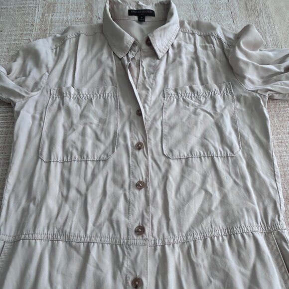 Banana Republic Light Tan UTILITY JUMPSUIT Roll-Tab Sleeves Size 4 - Picture 3 of 14